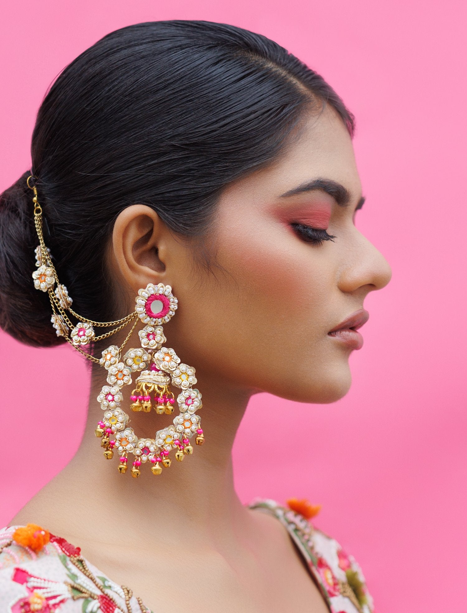 Bliss Festive Earrings With Ear Chain
