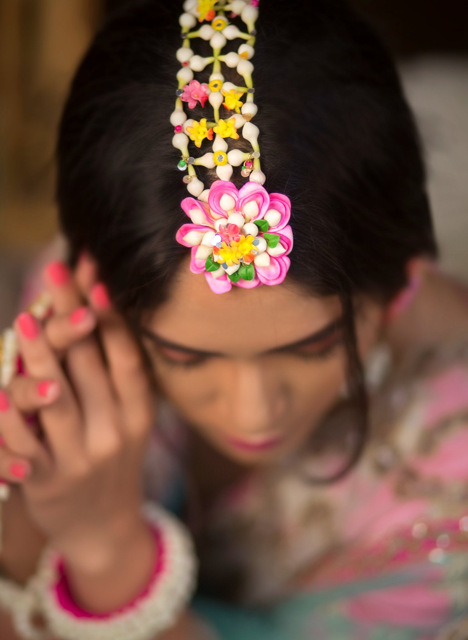 Vintage Rose Floral Maang Tikka