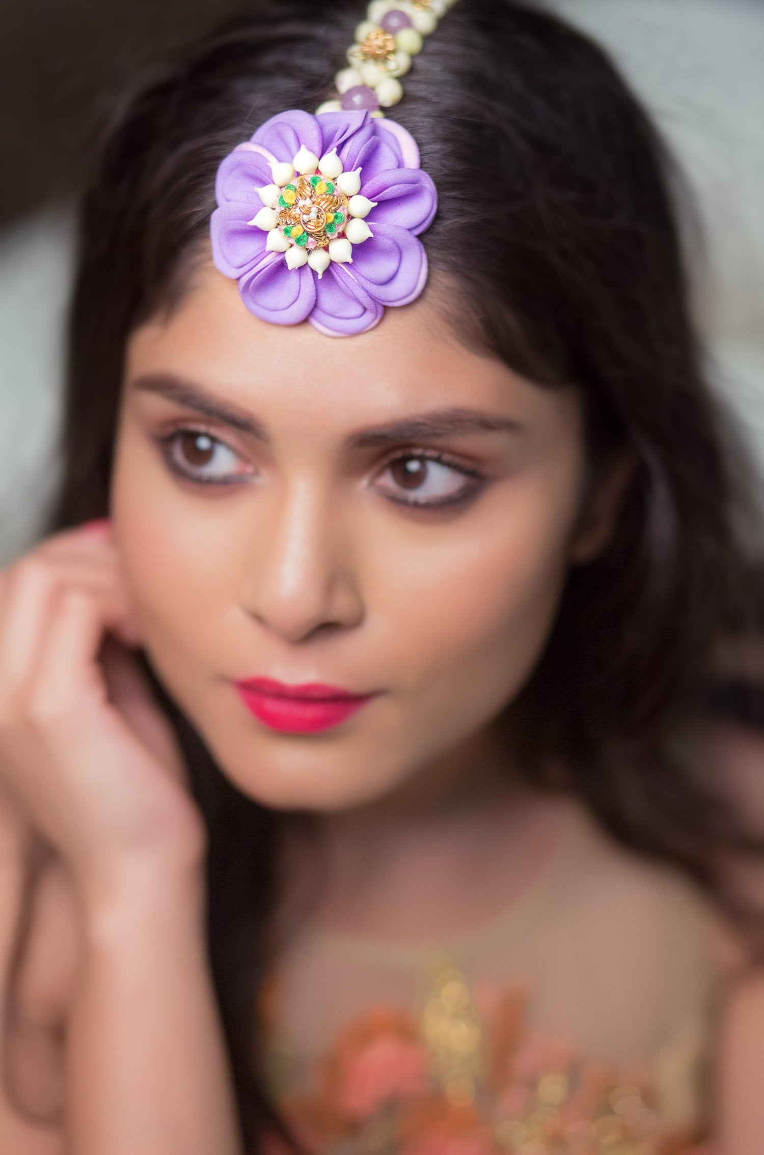 Lavender Haldi Bridal Maang Tikka