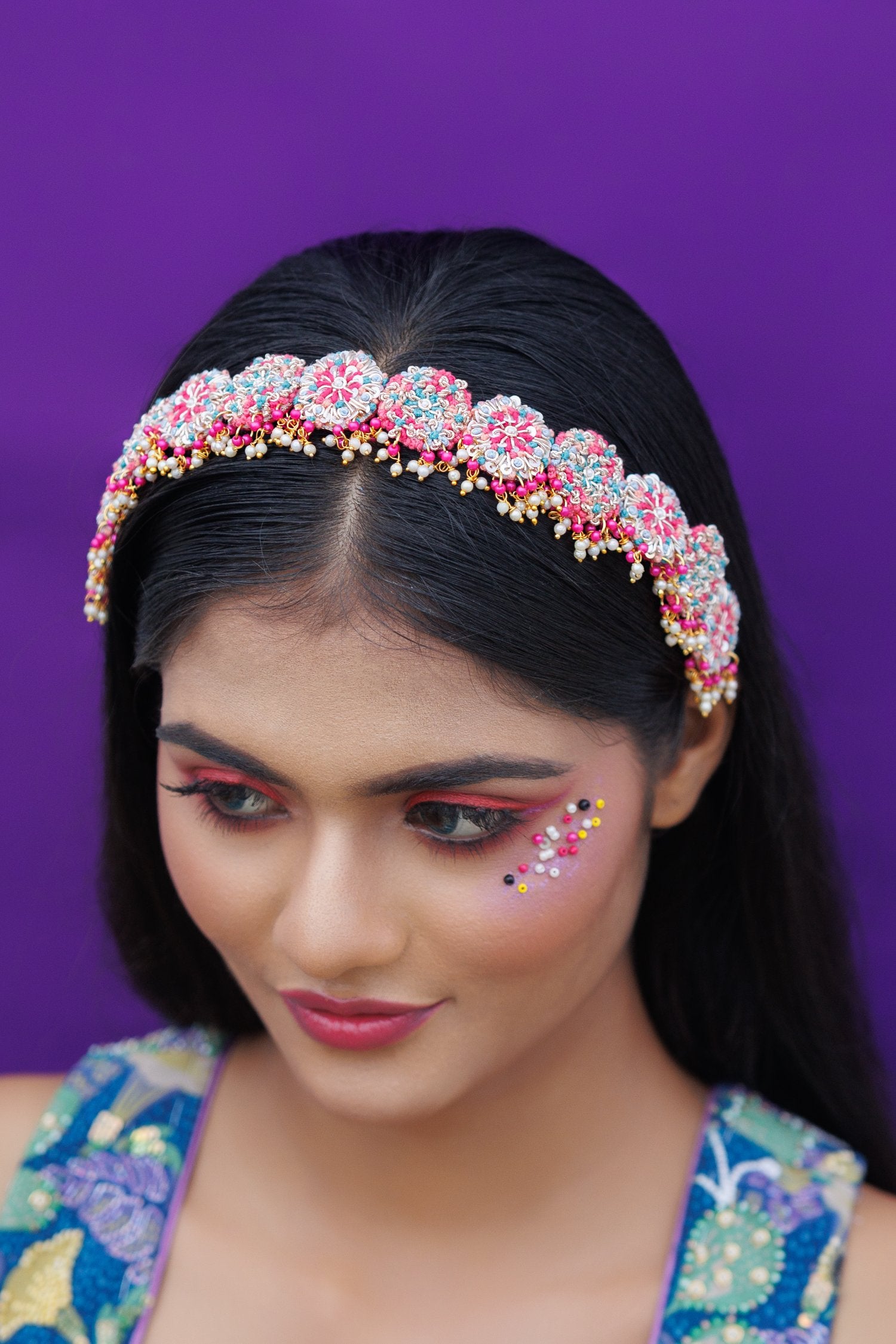 Madhvi Sheeshpatti Pink Moti Work