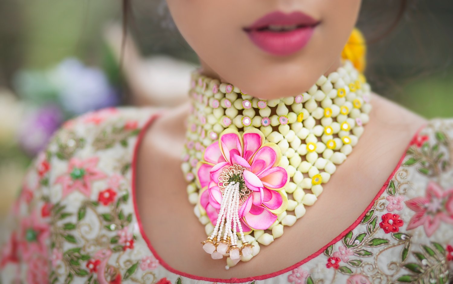Pink Tulip And White Choker