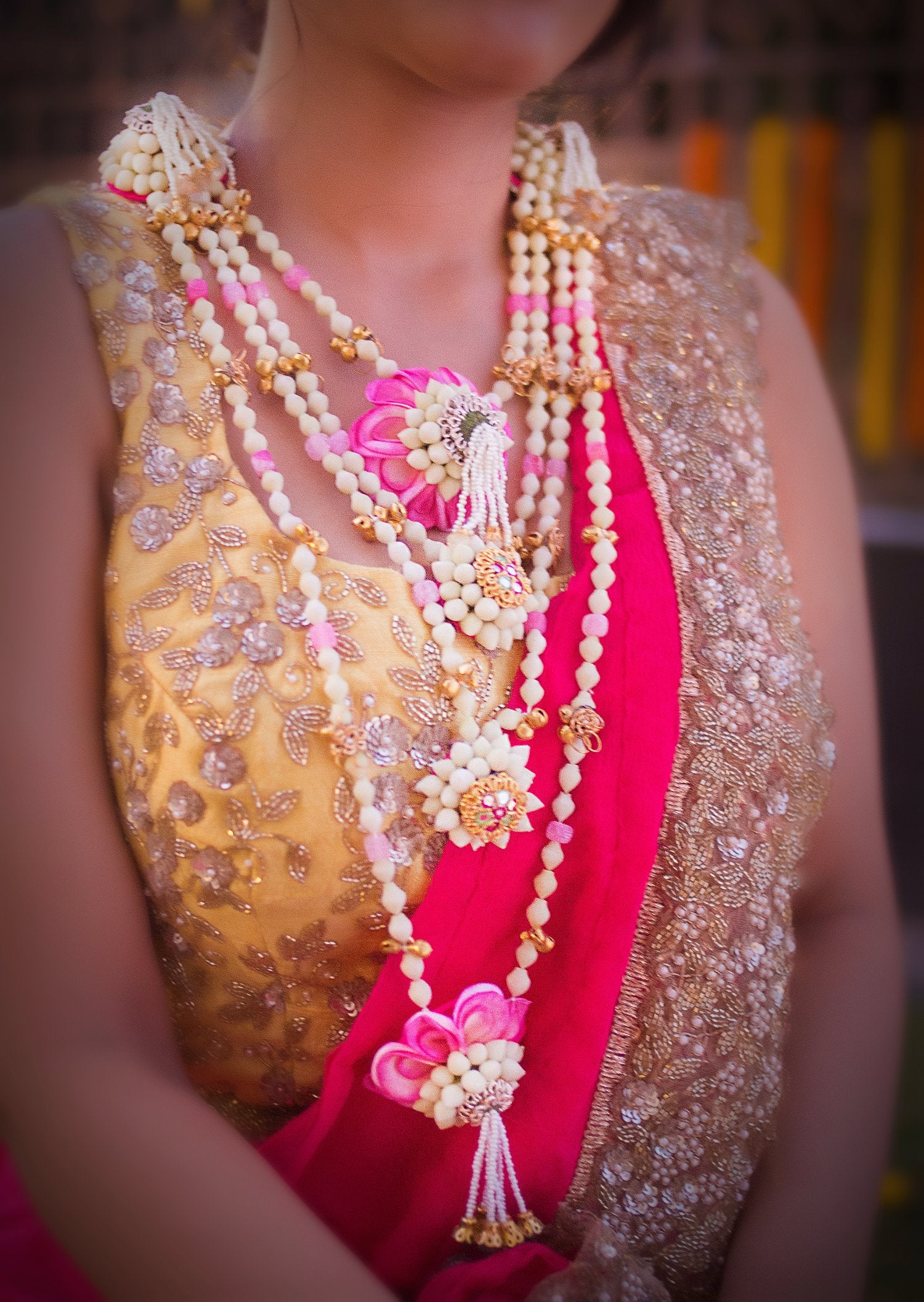 Carnations 4 Layers Mogra Necklace