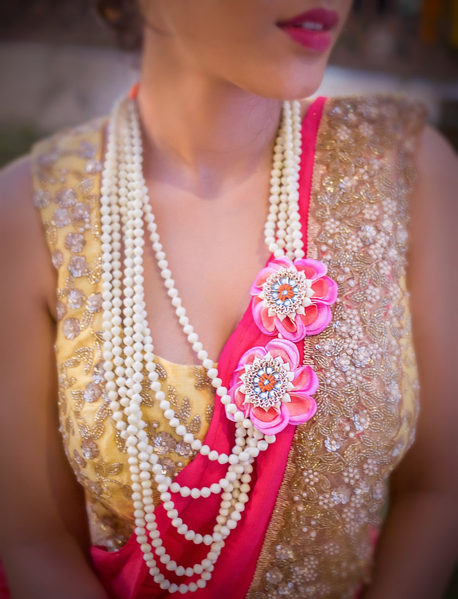 Layered Real Look Mogra Necklace
