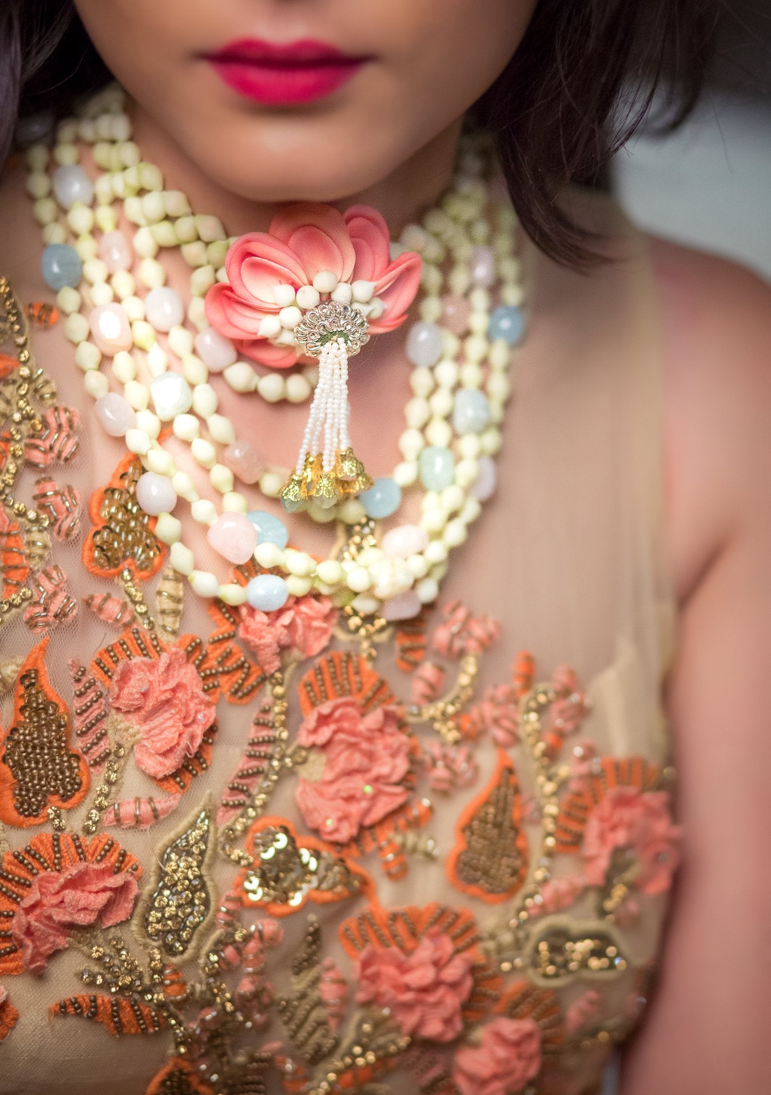Multi-Strand Real-Look Mogra Necklace
