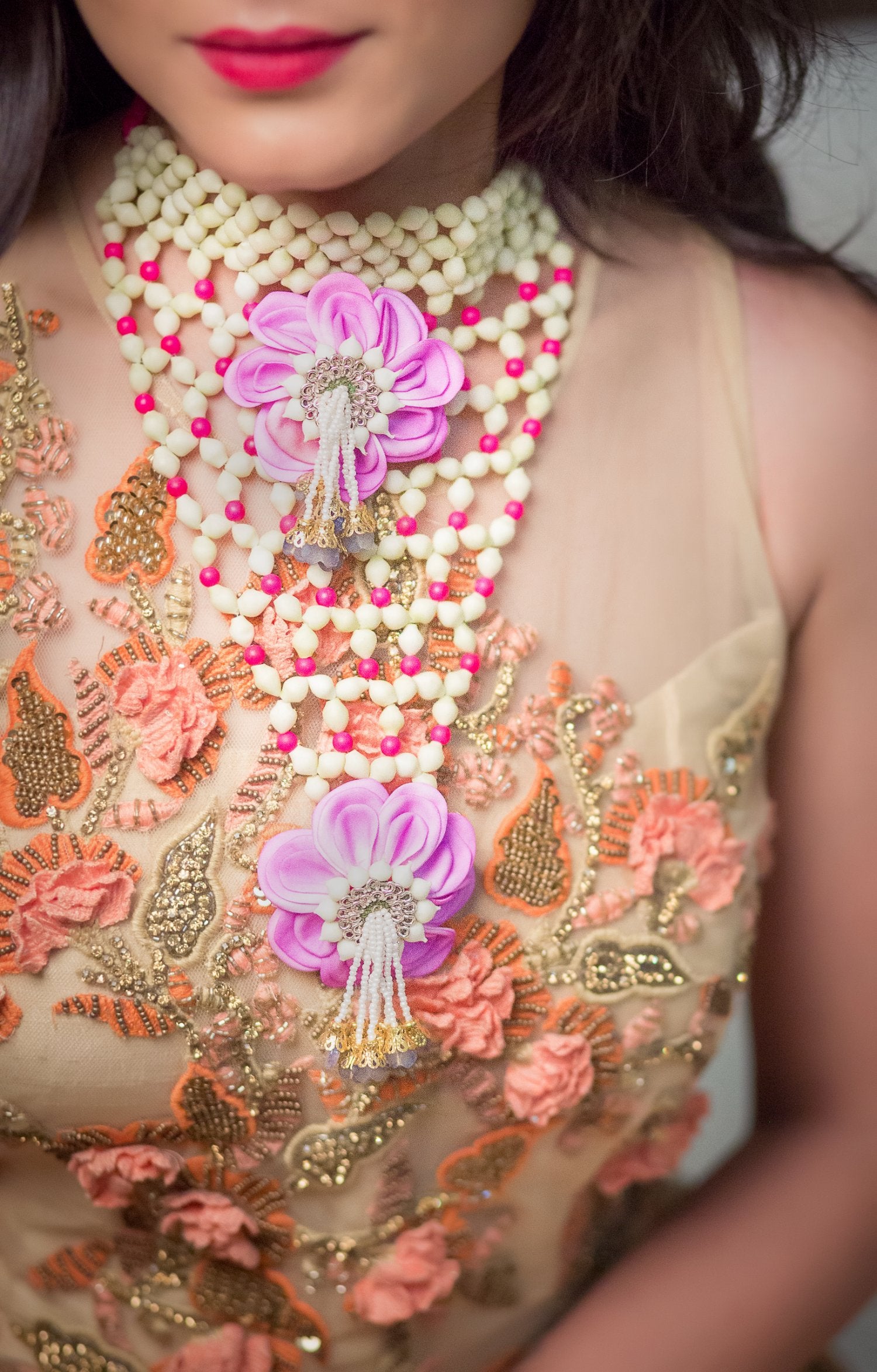 Layered Real Look Mogra Necklace