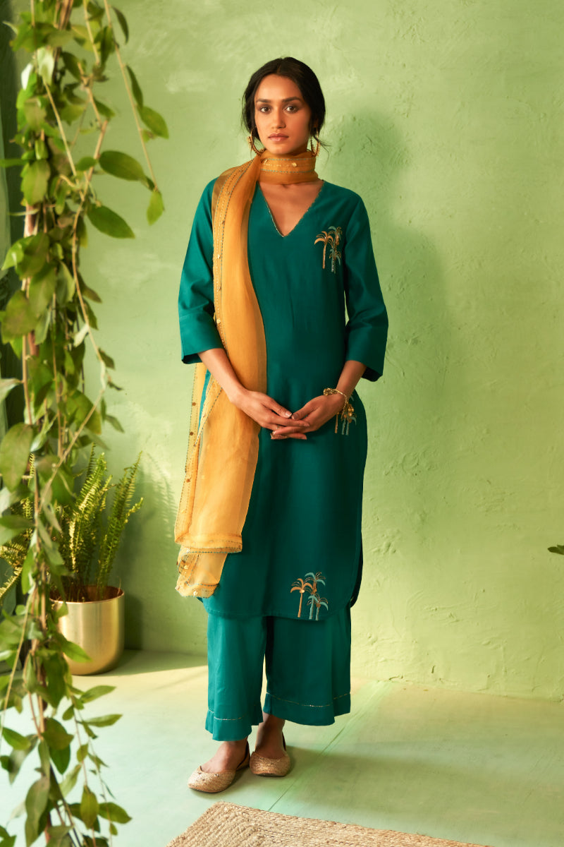 Peacock Green Tunic Set