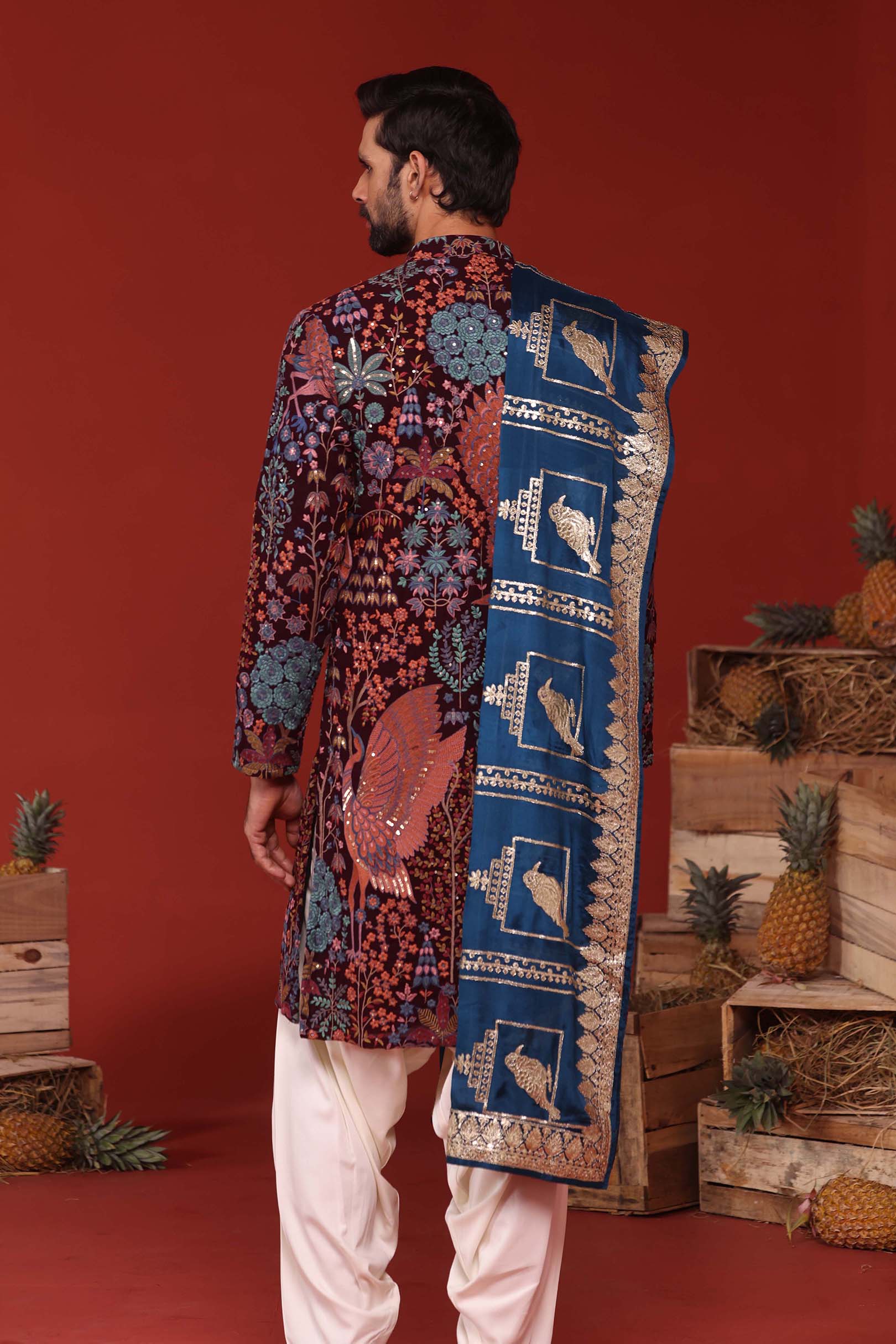 Aarv Wine Kurta Set