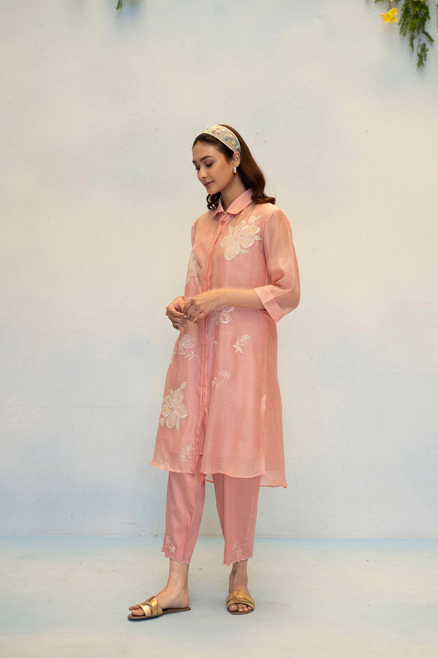 Zara Mul Chanderi Co-ord Set in Pink