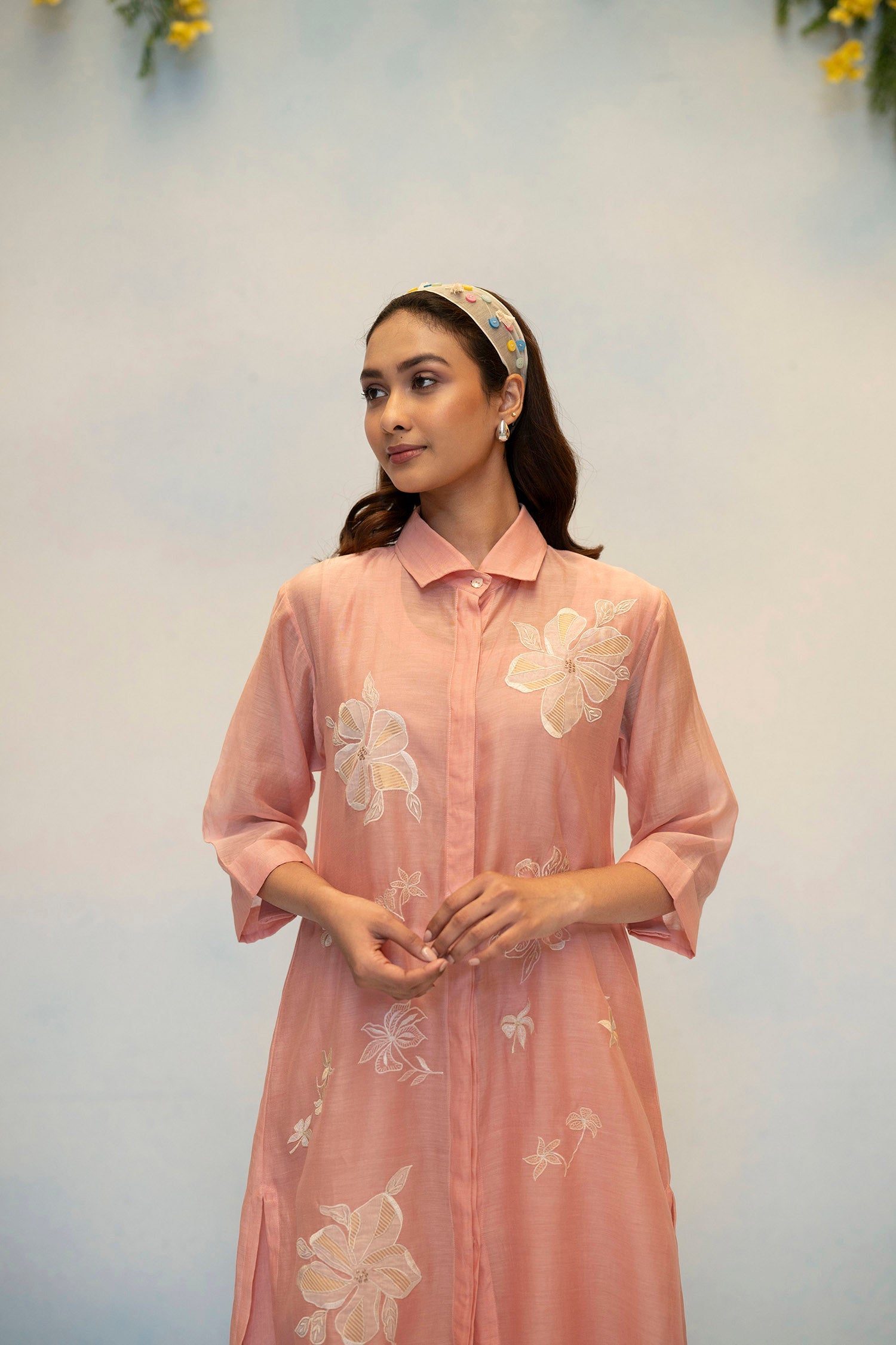 Zara Mul Chanderi Co-ord Set in Pink
