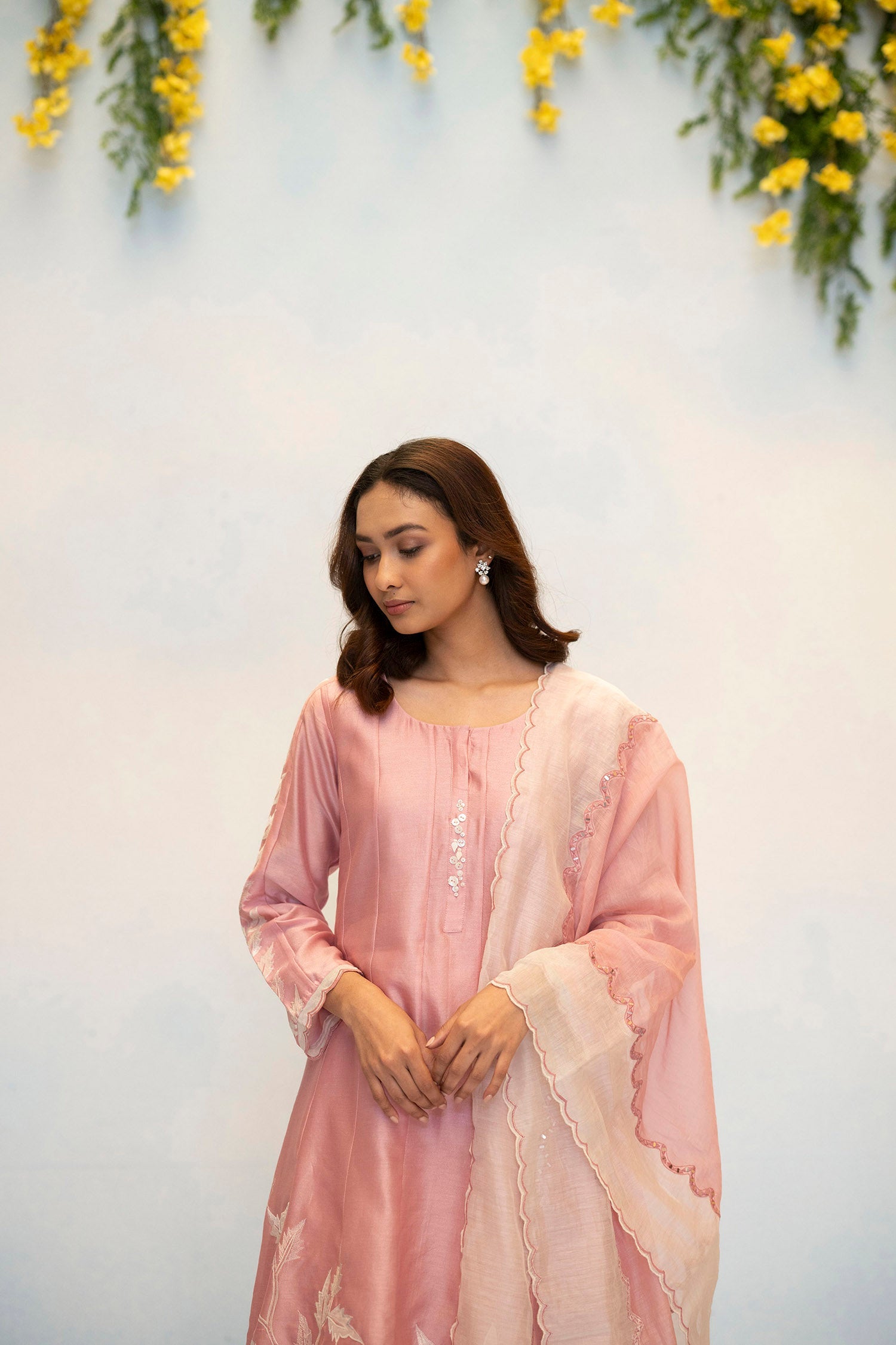 Seher Silk Chanderi Anarkali Set in Pink