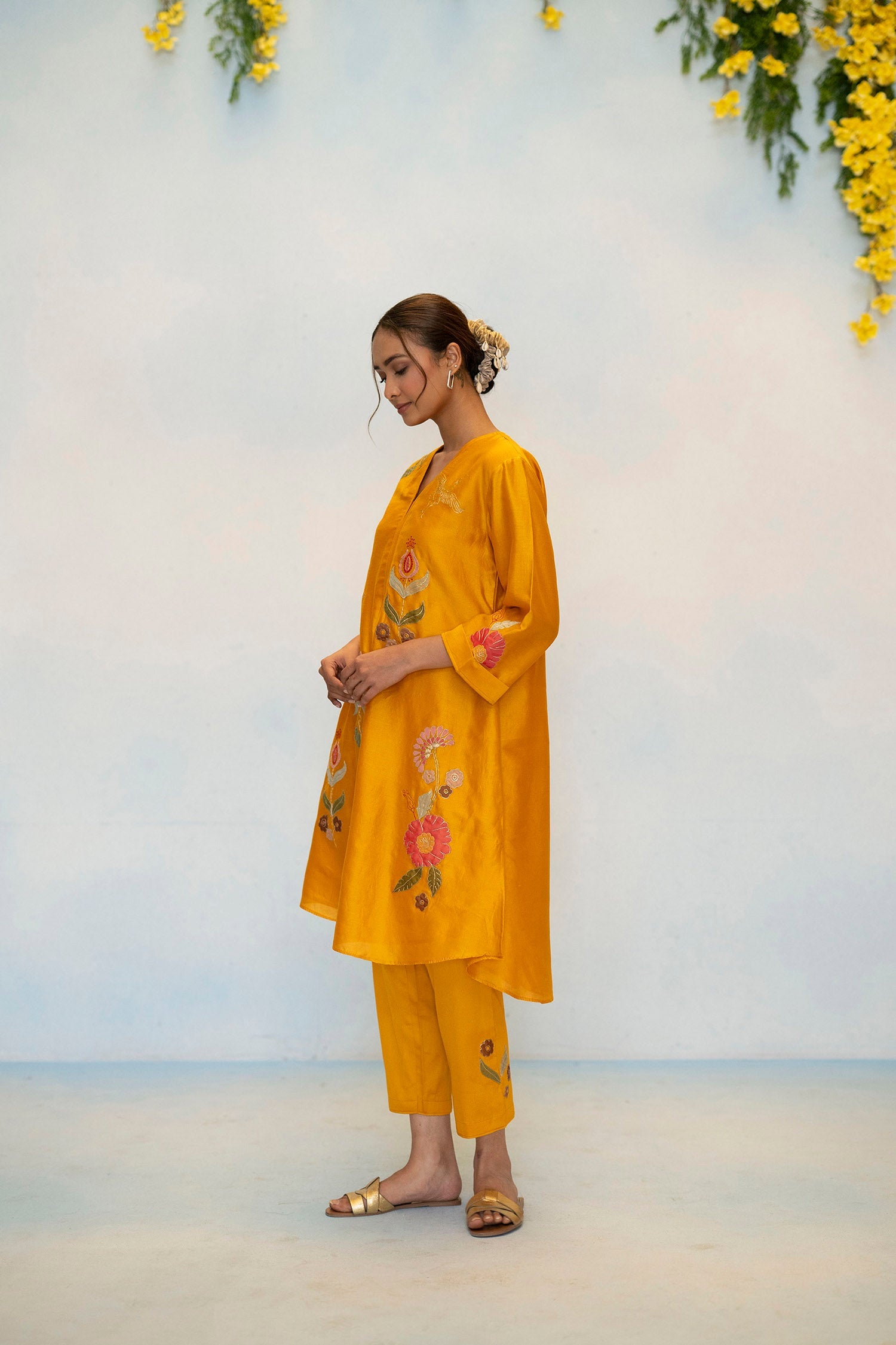Gul Silk Chanderi Co-ord Set in Bronze