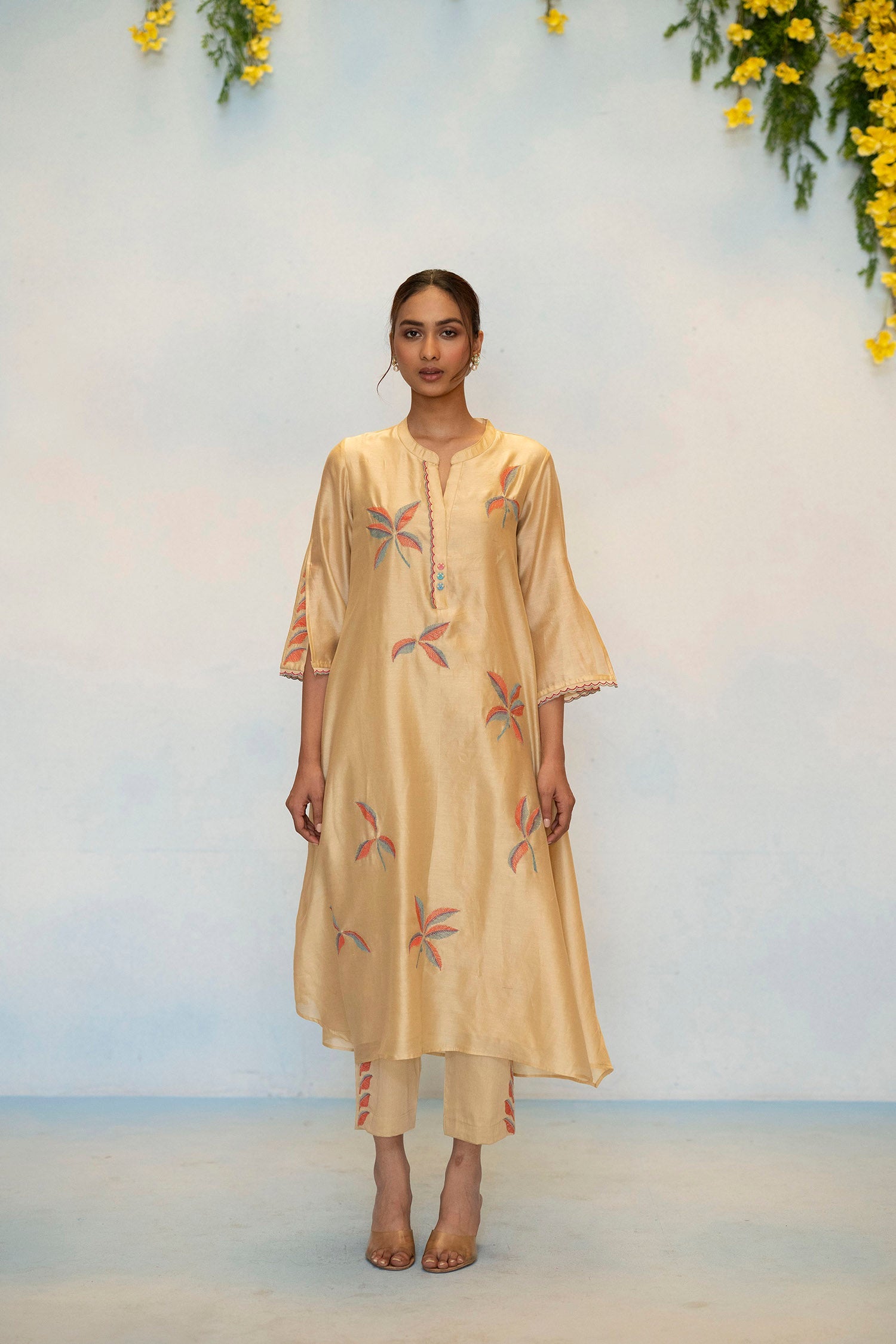 Saba Silk Chanderi Aline Kurta Set in Beige