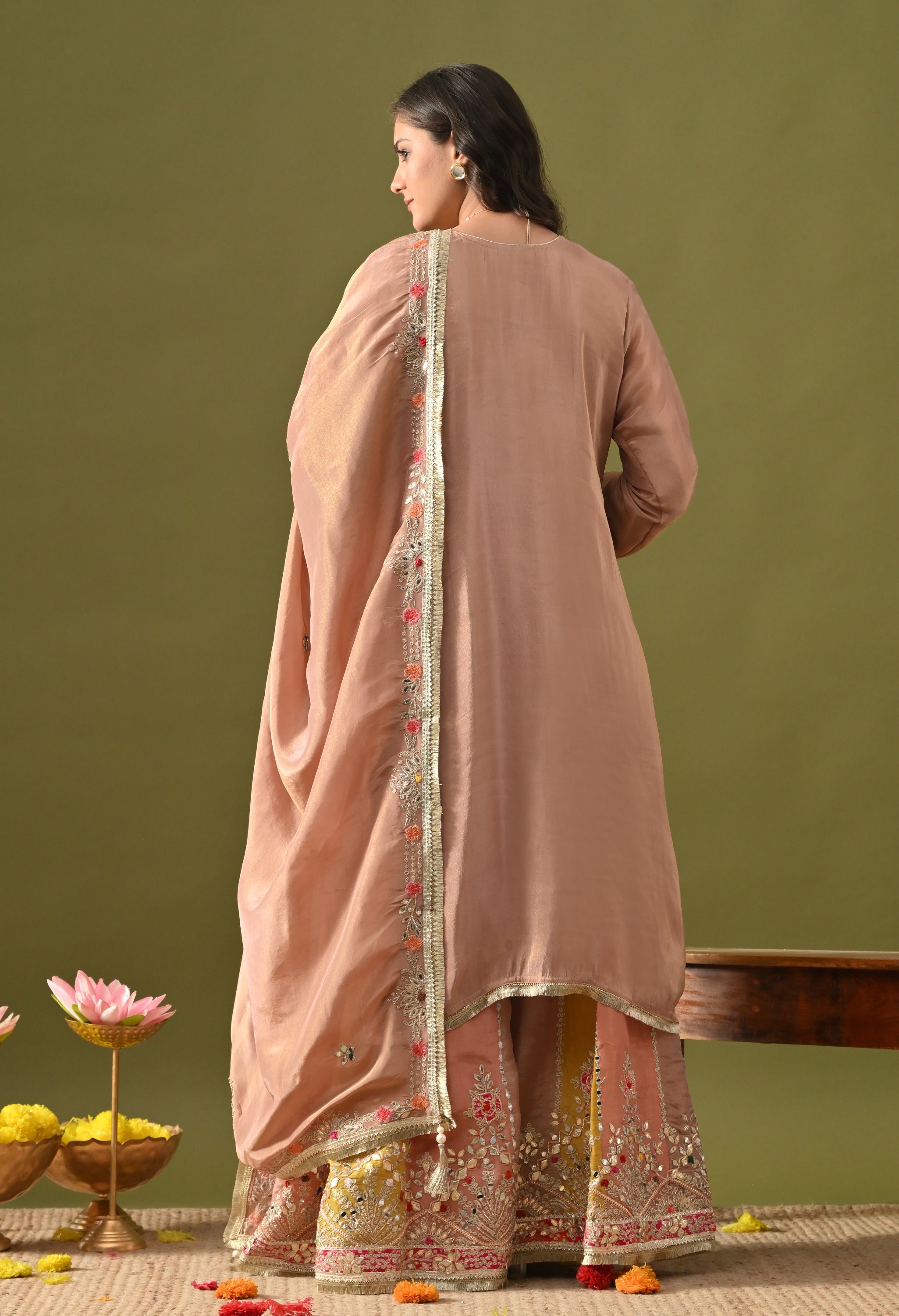 Red Sharara Set