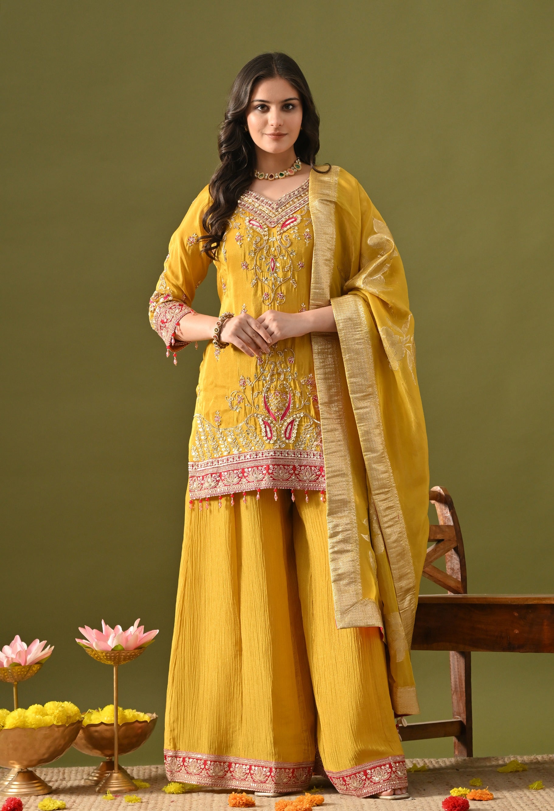 Yellow Sharara Set