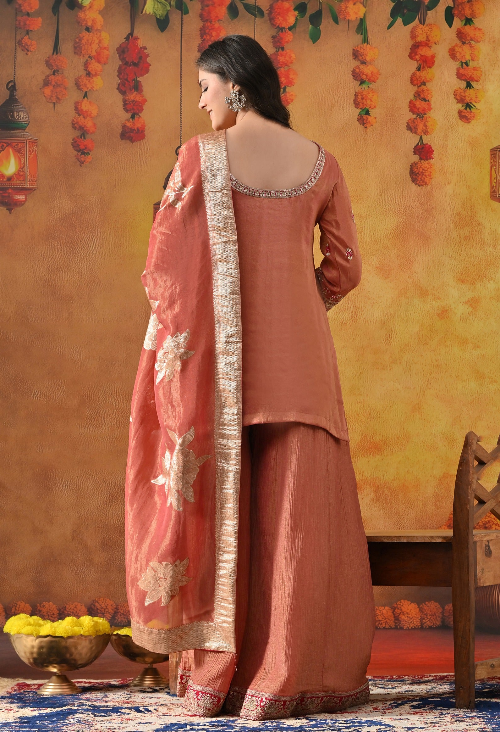 Red Sharara Set