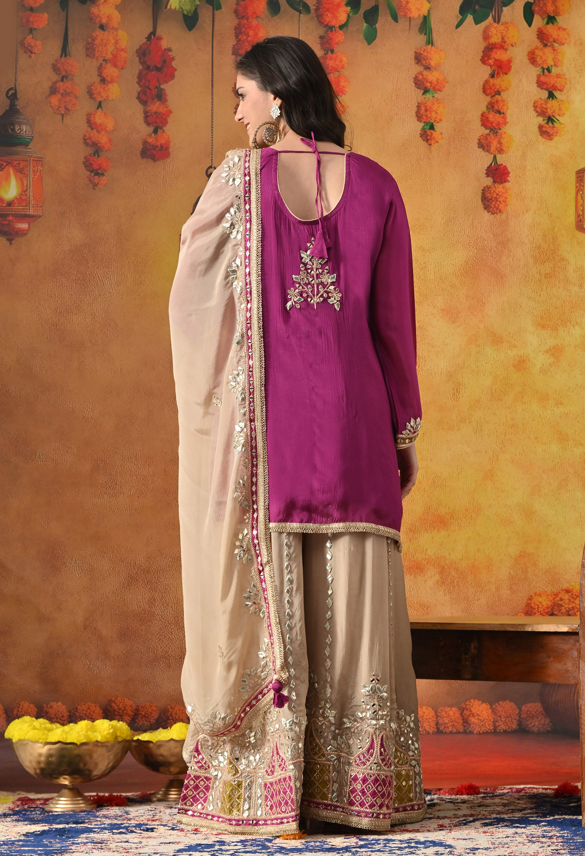 Purple Sharara Set