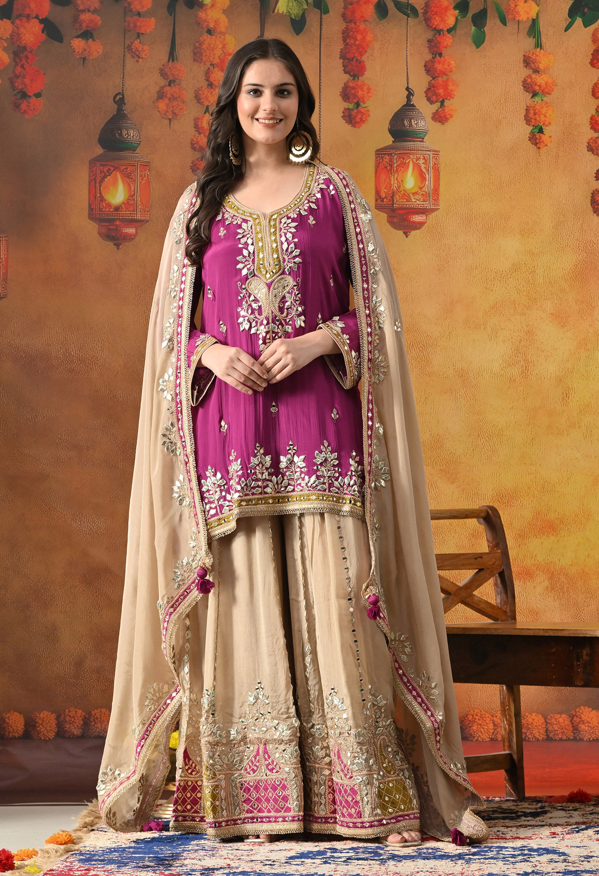 Purple Sharara Set