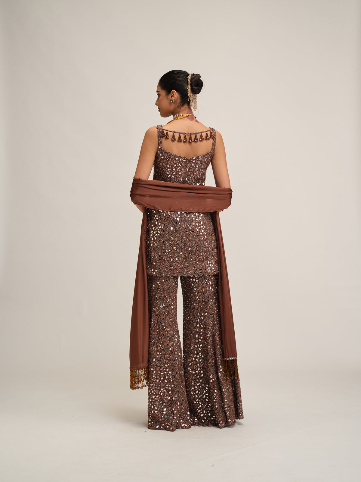 Deep Beige Kurta Sharara Set