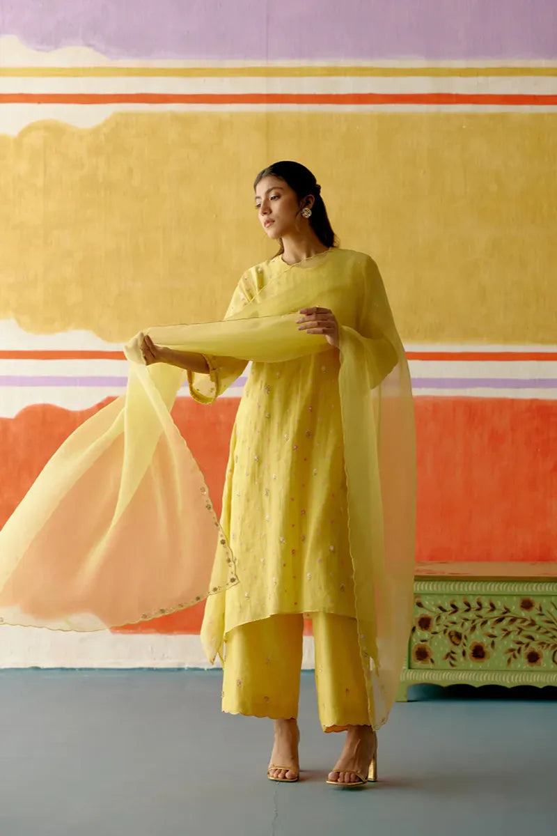 Kesari Frill Long Kurta Set