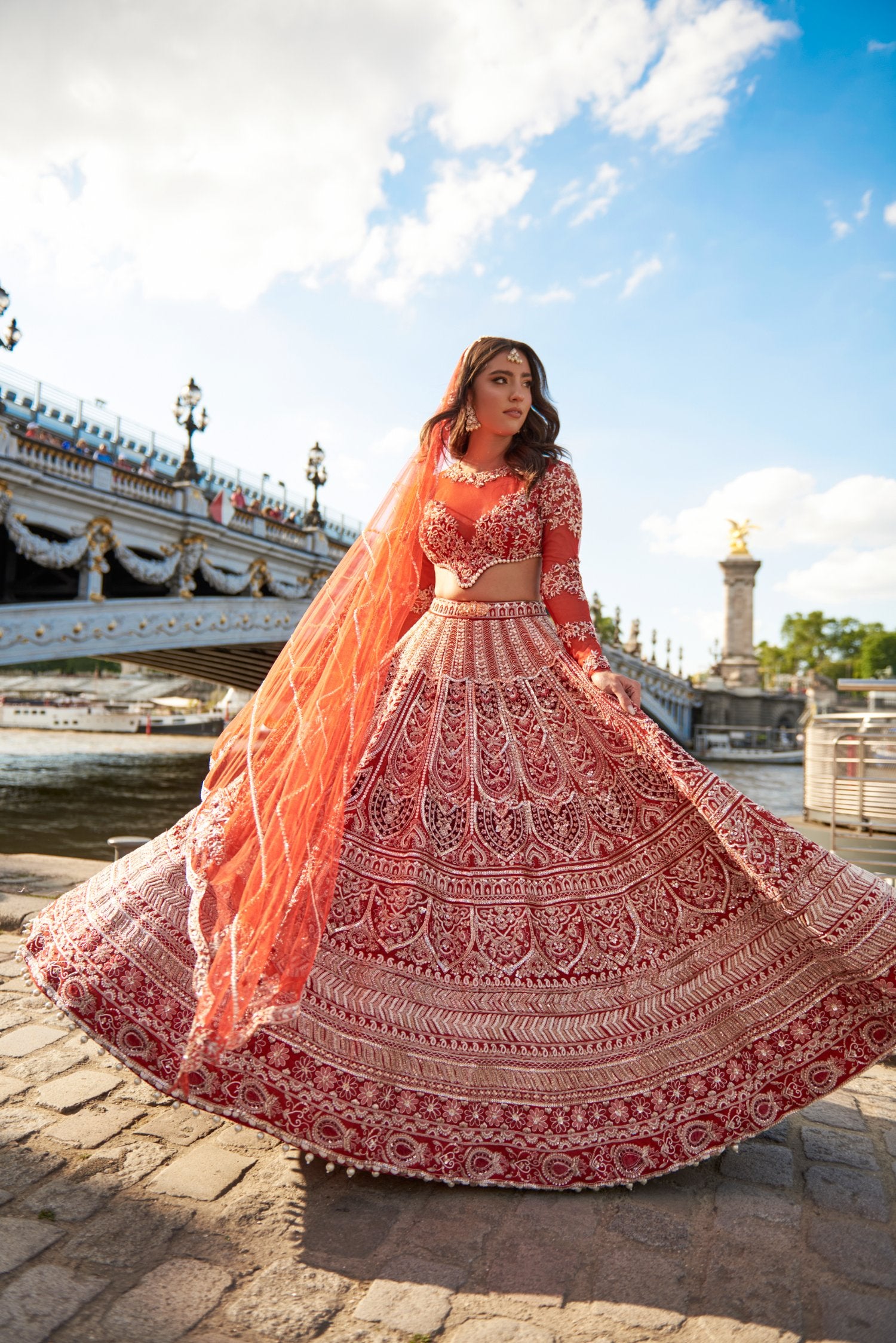 strapless open back dress Red Bridal Lehenga main image 0