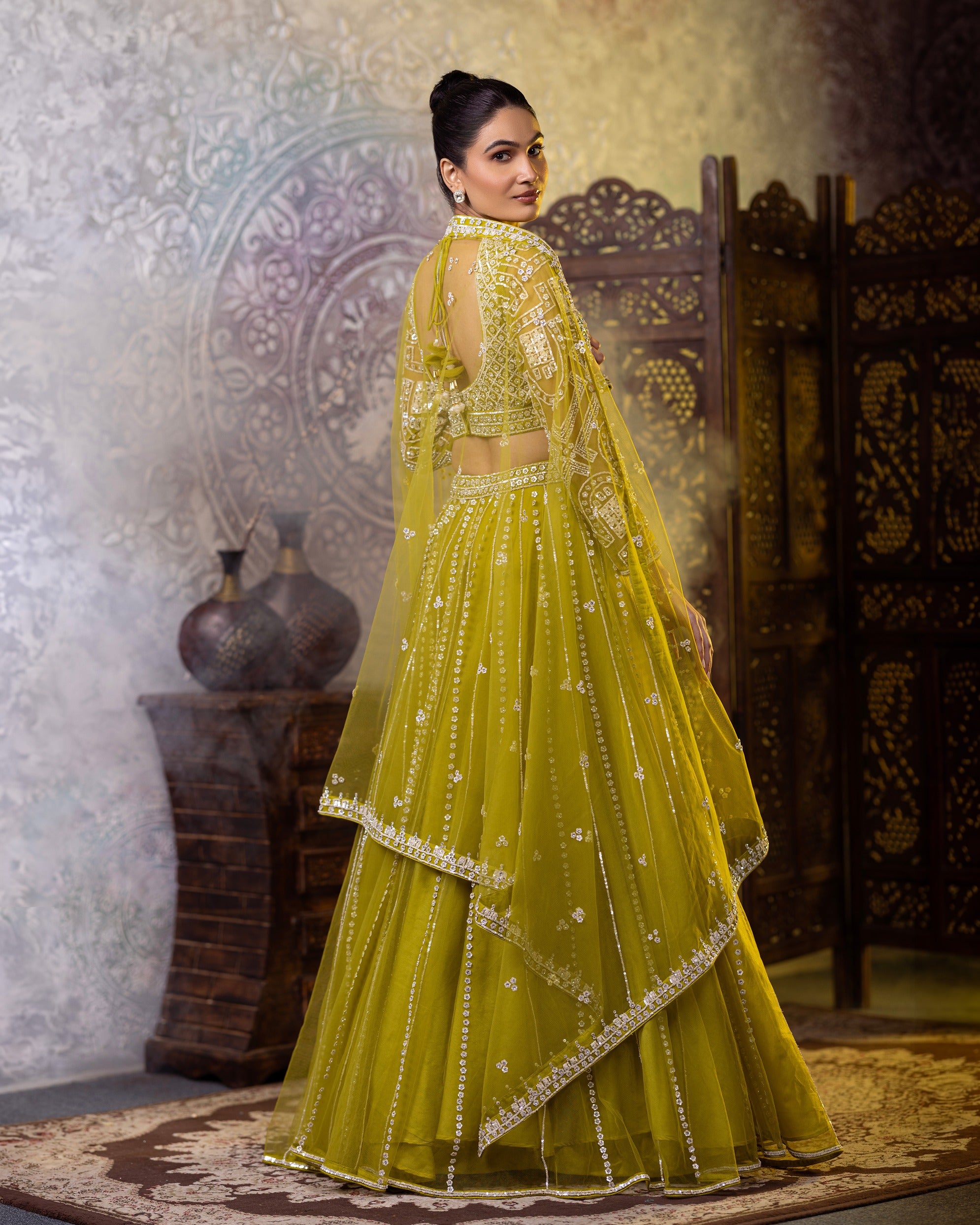 Green Zarkan Lehegna With Dupata