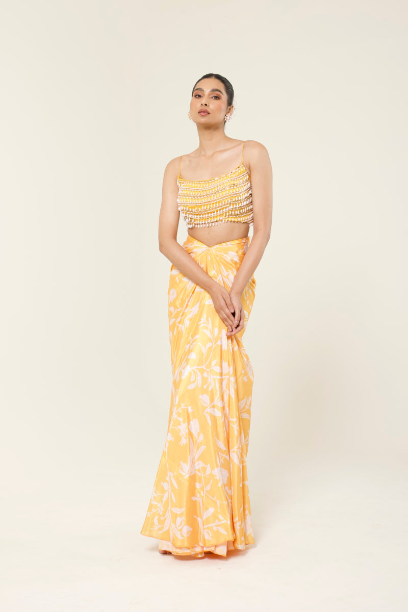 CELESTE PRINTED DHOTI SKIRT SET