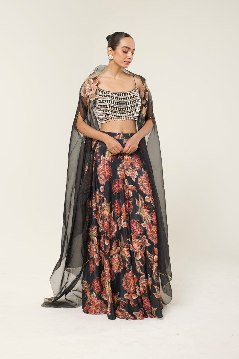MIRELLE PRINTED SHARARA CAPE SET