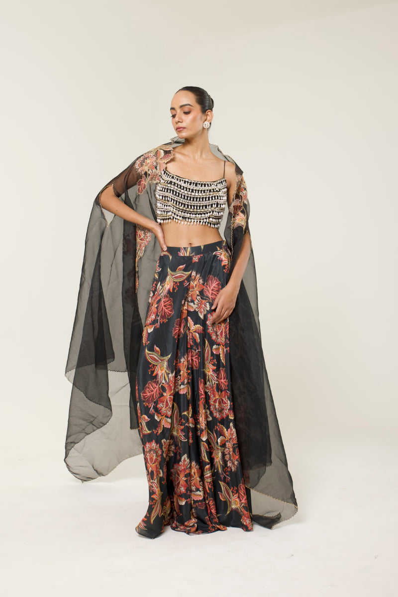 MIRELLE PRINTED SHARARA CAPE SET