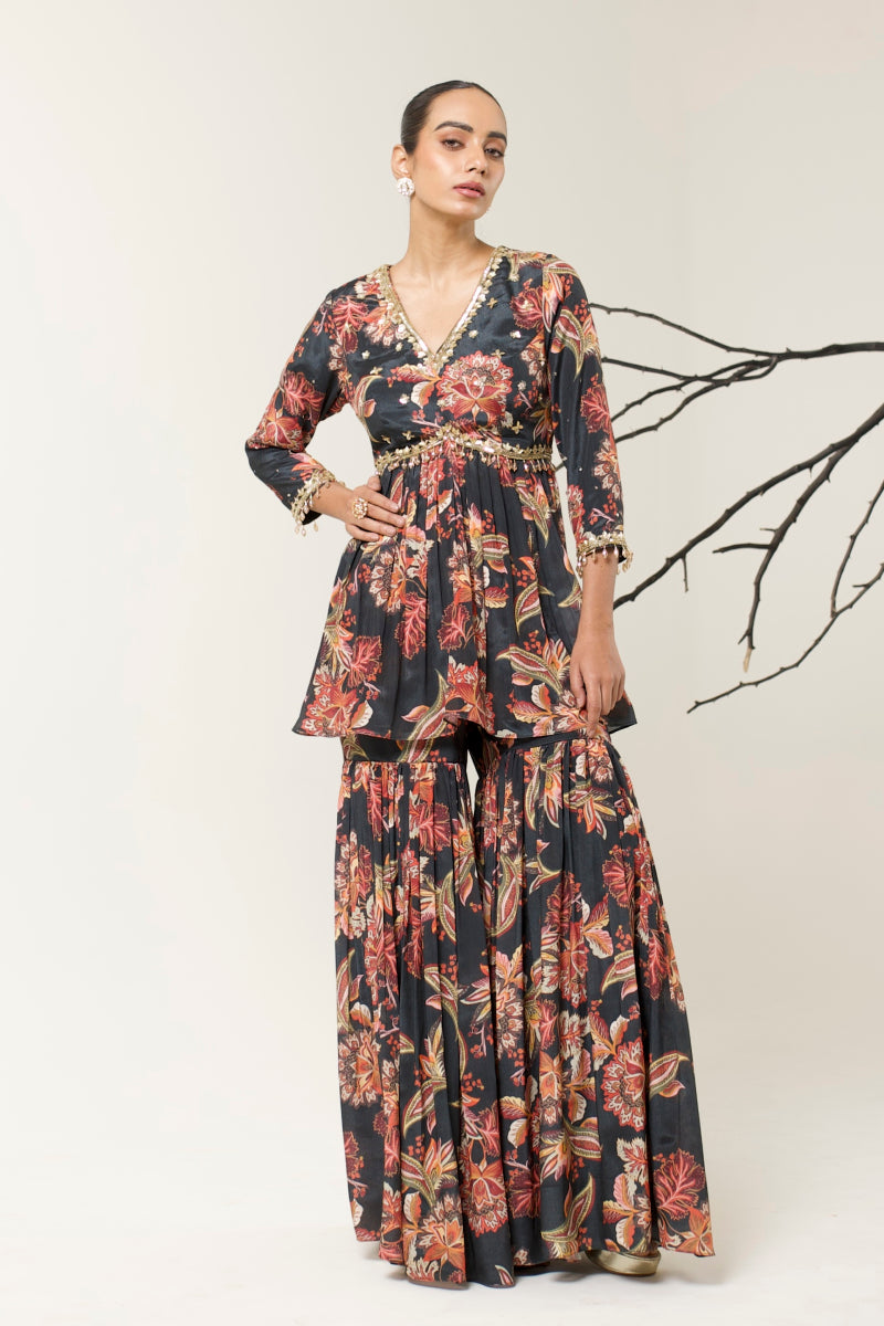 MIDNIGHT ORCHID GHARARA SET