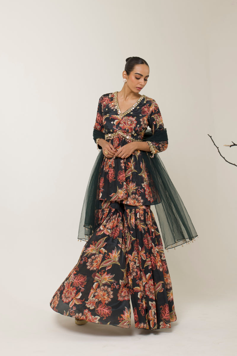 MIDNIGHT ORCHID GHARARA SET