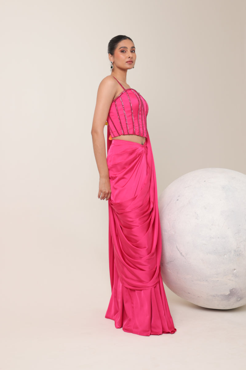 PINK EMBROIDERED SAREE