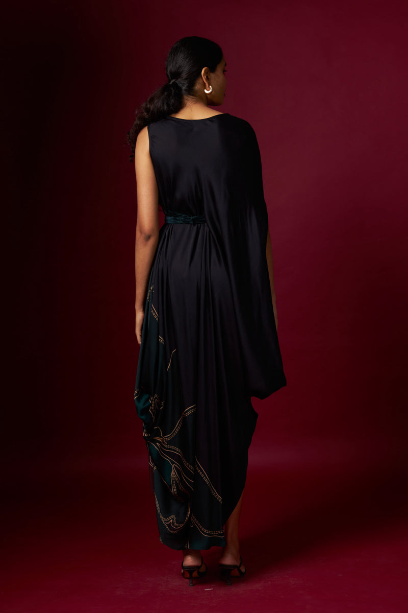 Abstract Printed Sleeveless Drape