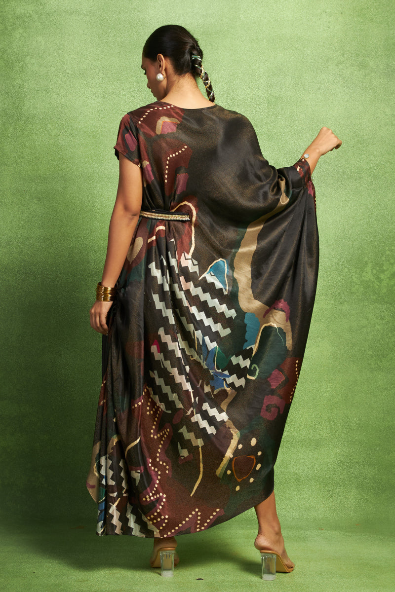 Abstract Printed Sleeveless Drape
