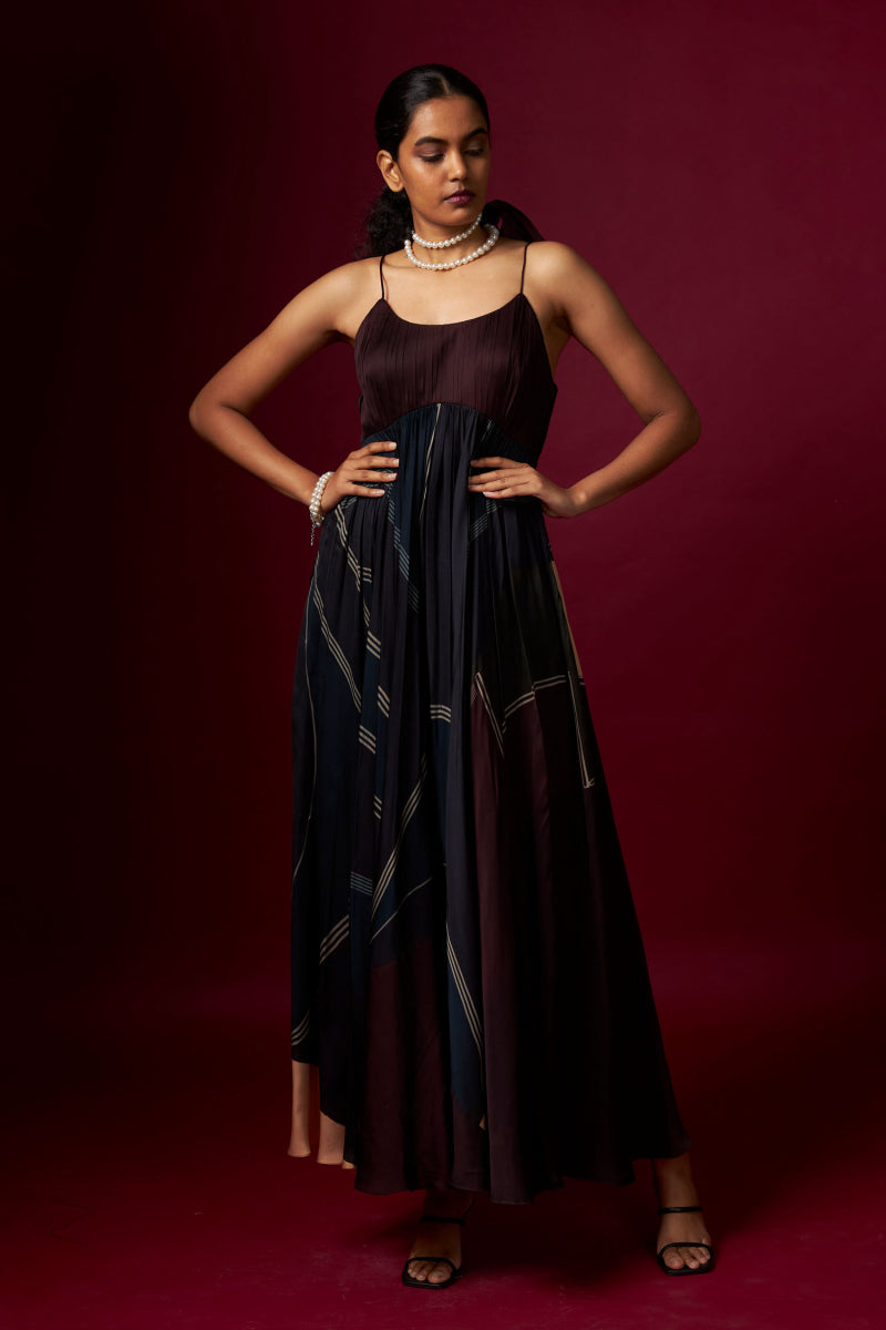 Abstract Printed Flowy Strap Dress