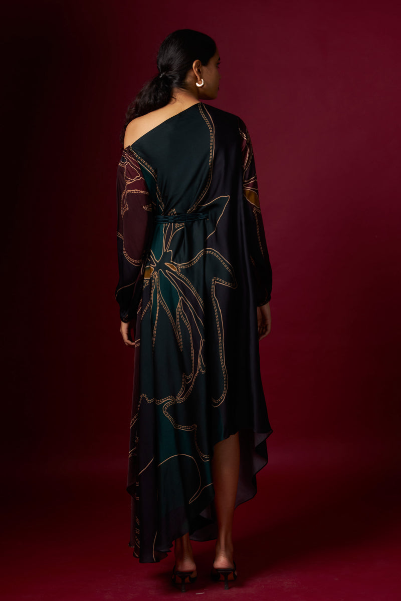Abstract Print V-neck Drape