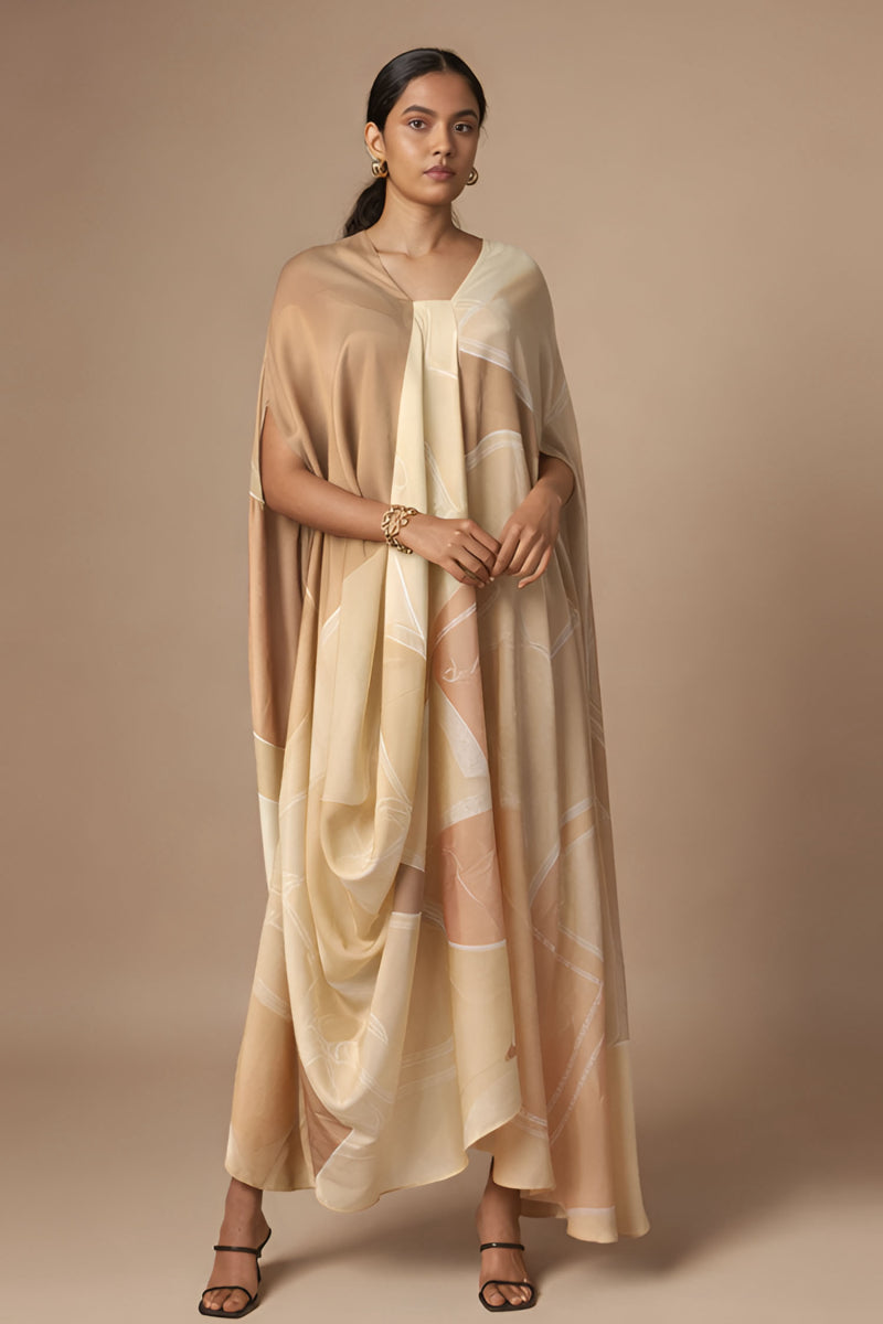 Abstract Print Kaftan Drape