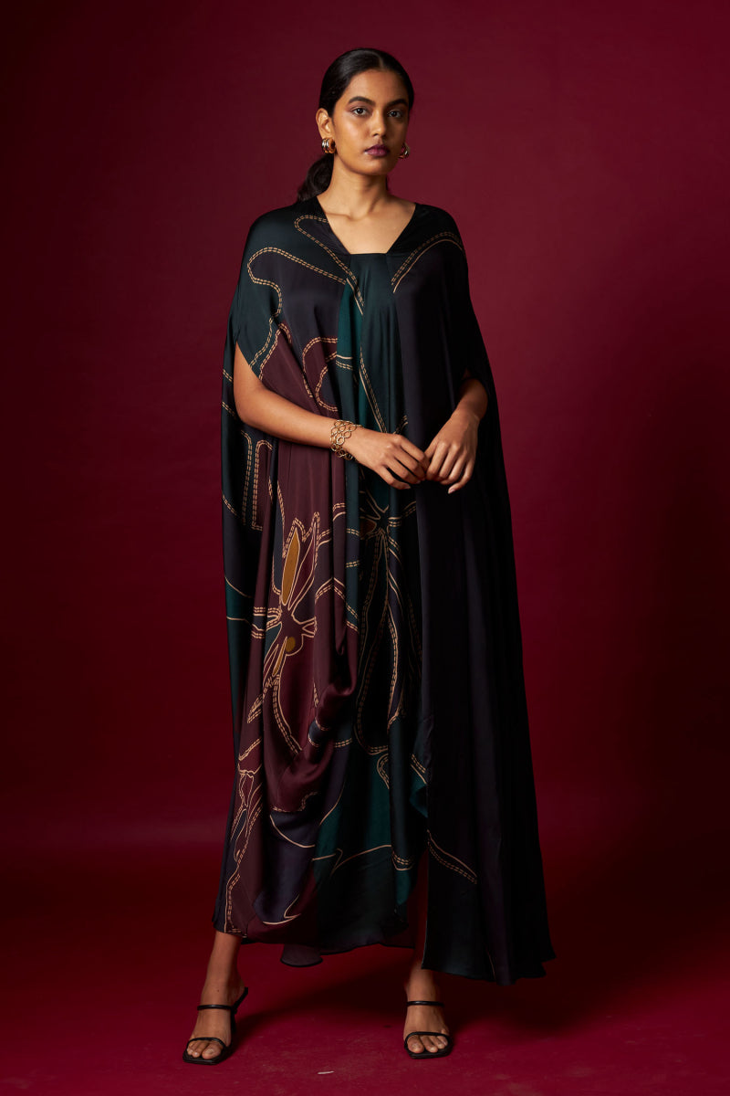 Abstract Print Kaftan Drape