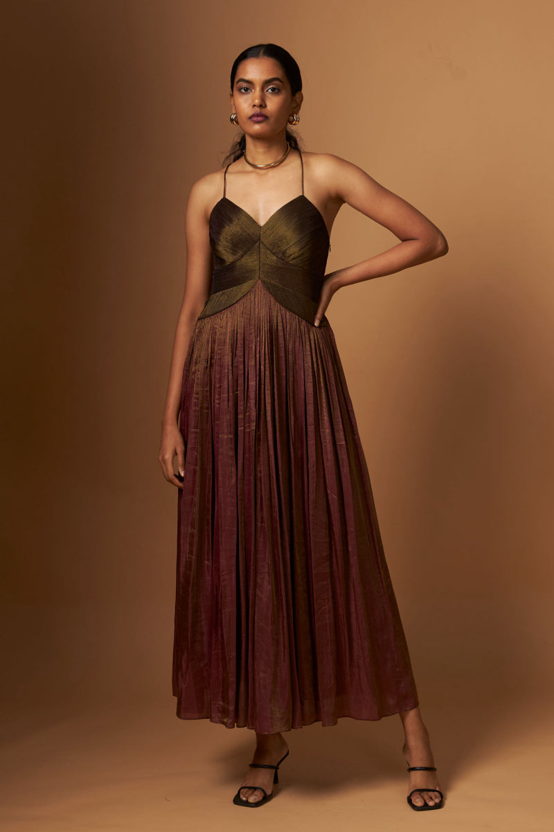 Hand Pleated Strap Dress