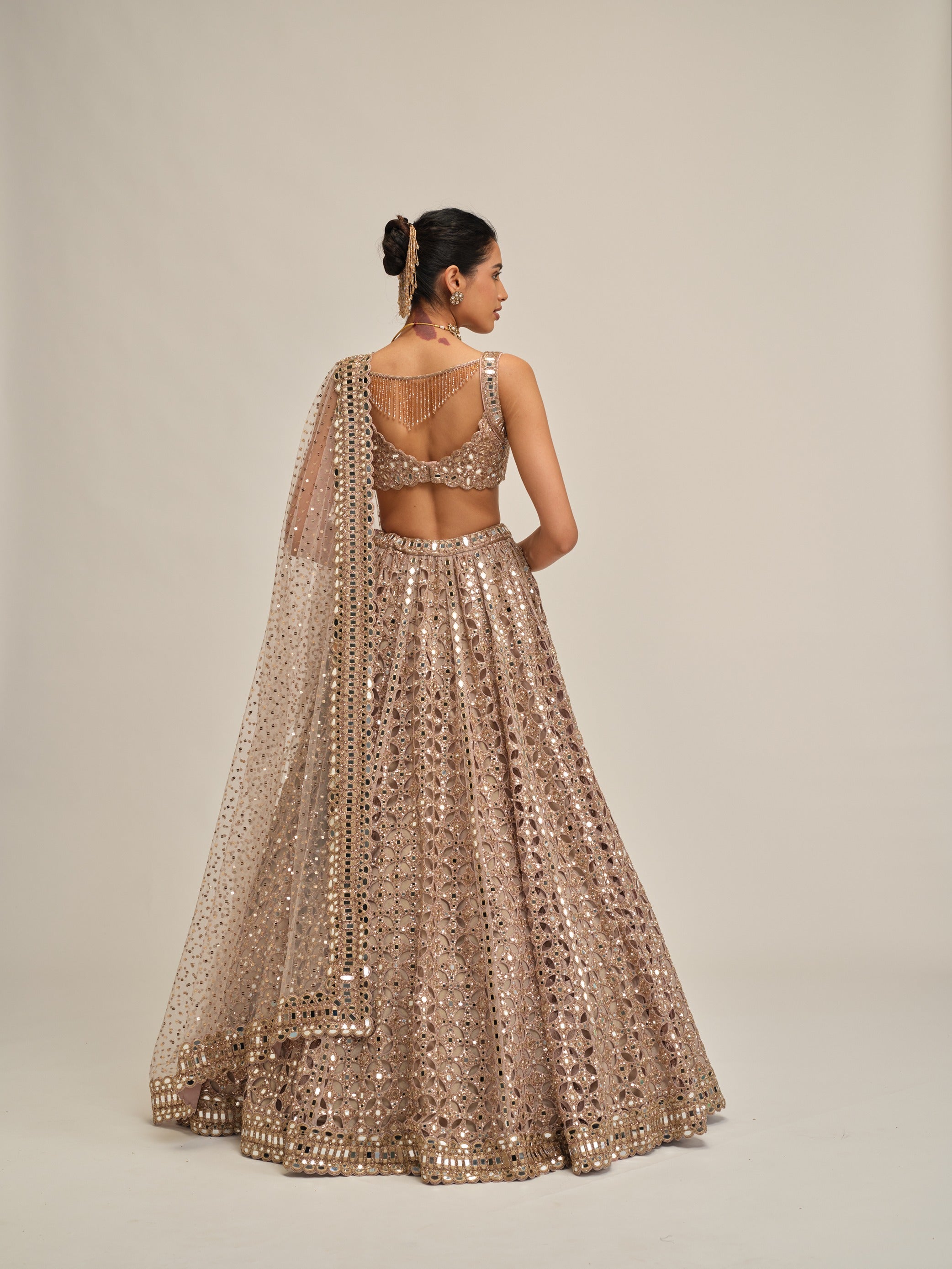 Ash Pink Circular Cutwork Lehenga Set