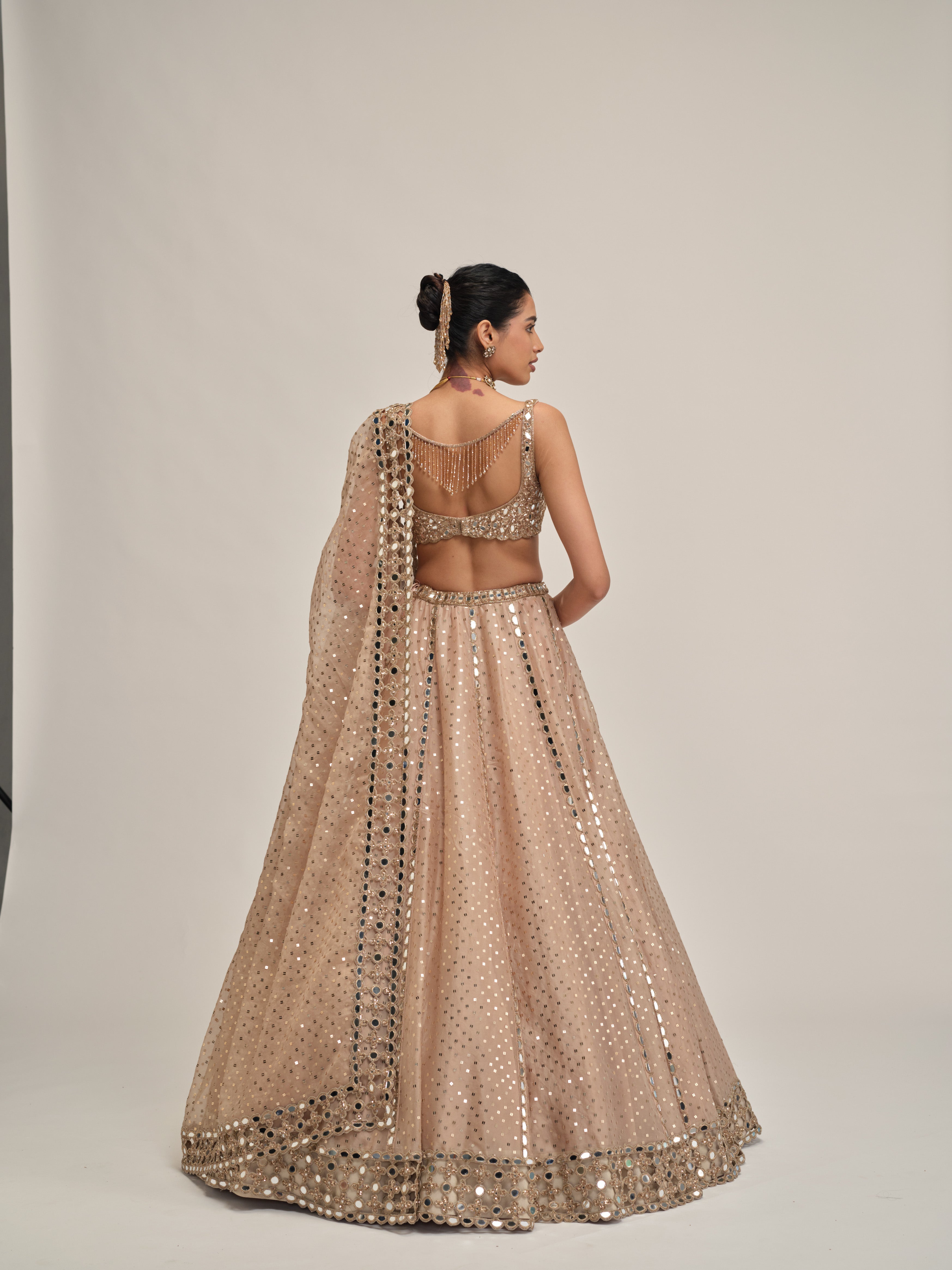 Light Beige Sequins Embroidered Lehenga Set