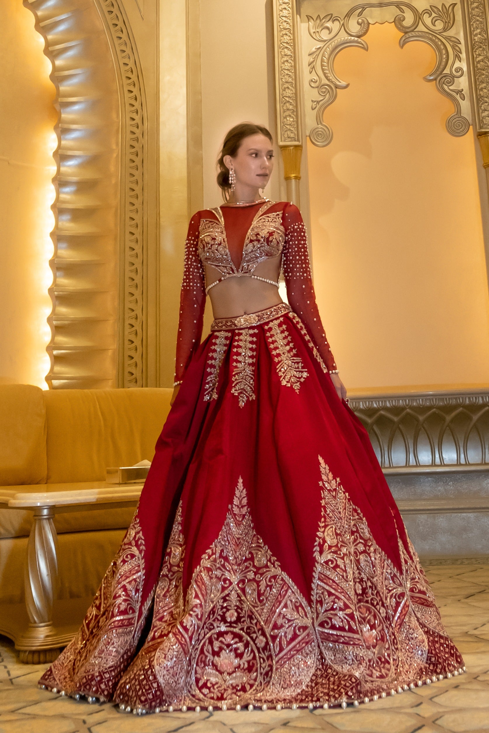 Rubeus Red Lehenga Set