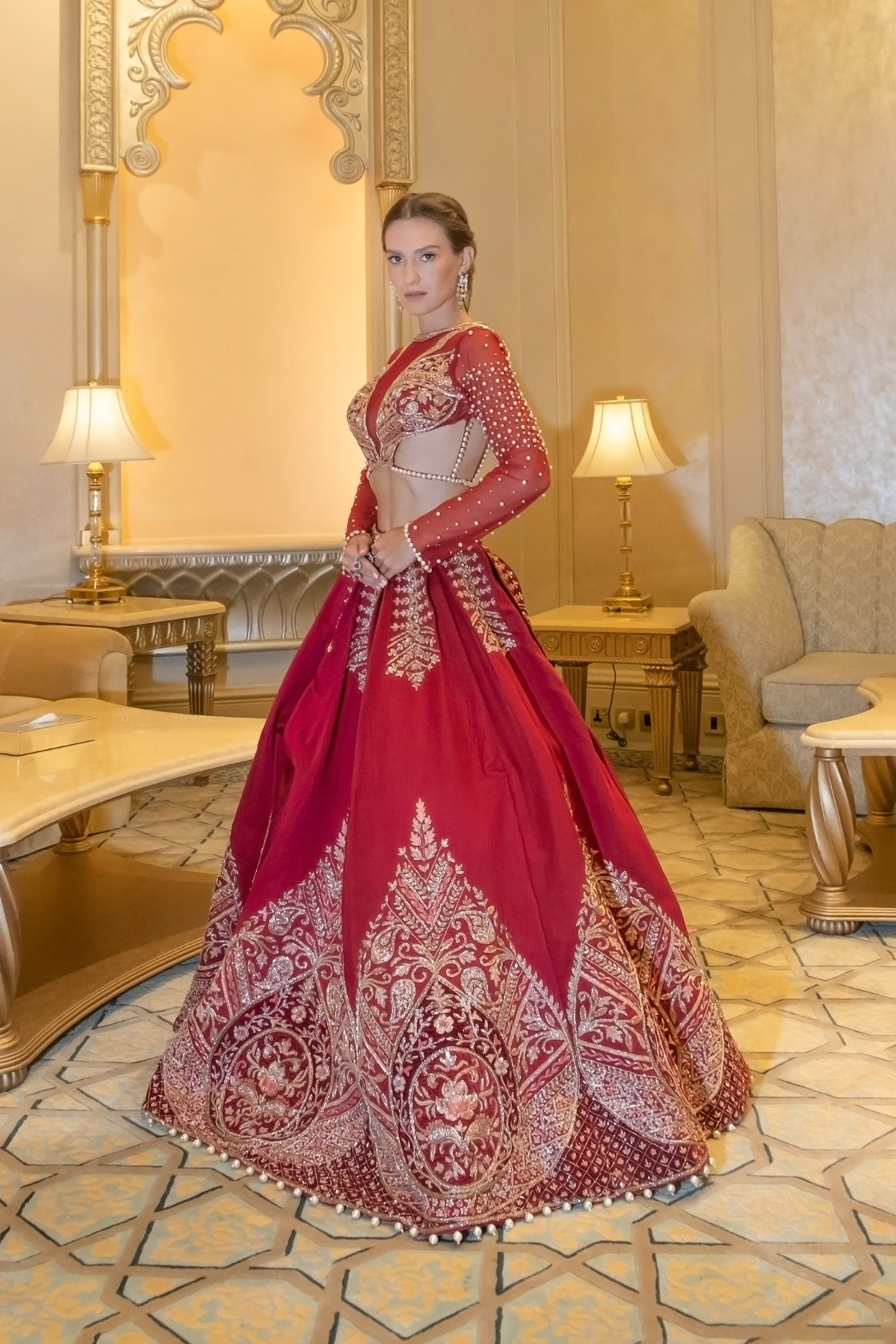 Rubeus Red Lehenga Set