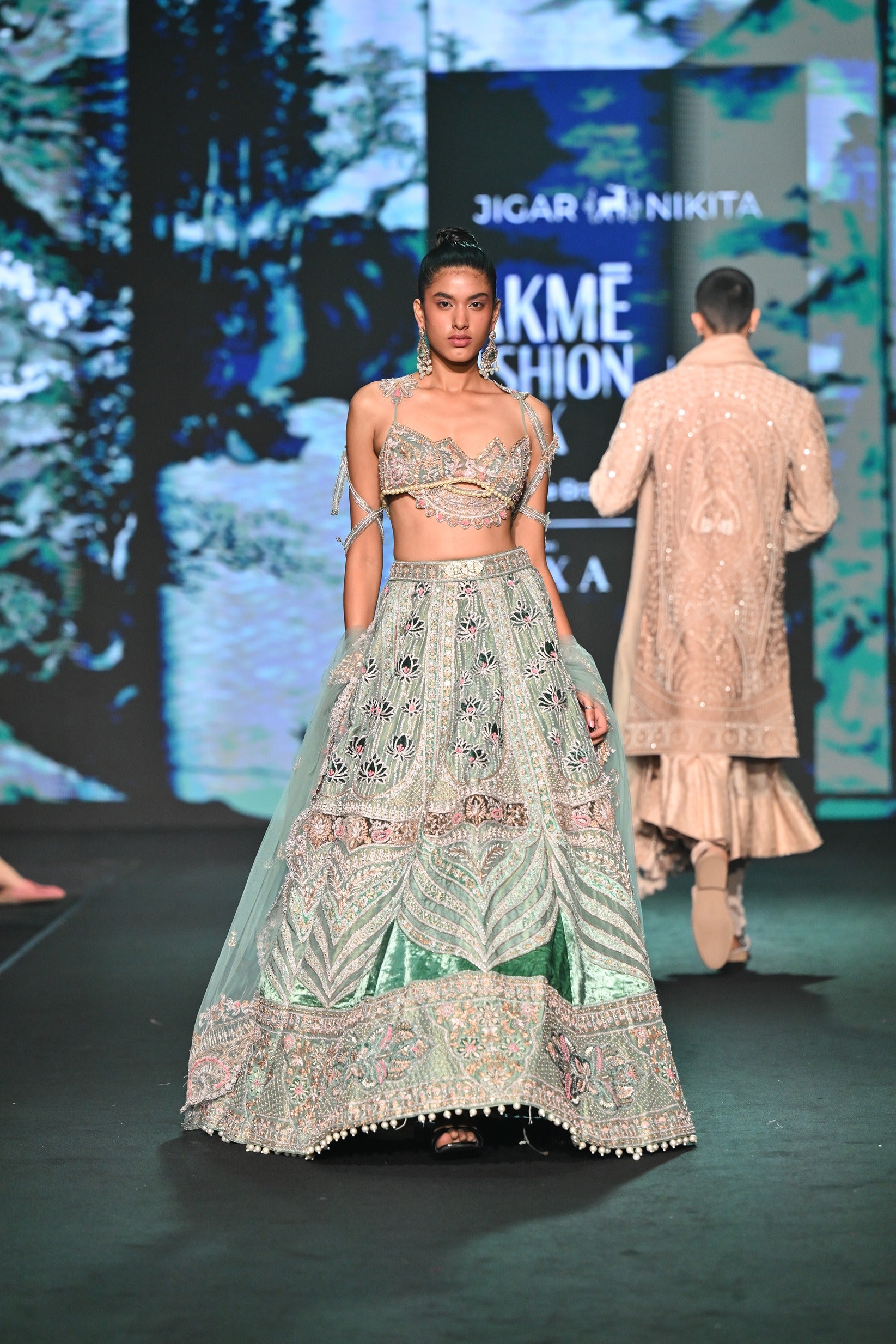 Lotus Teal Lehenga Set