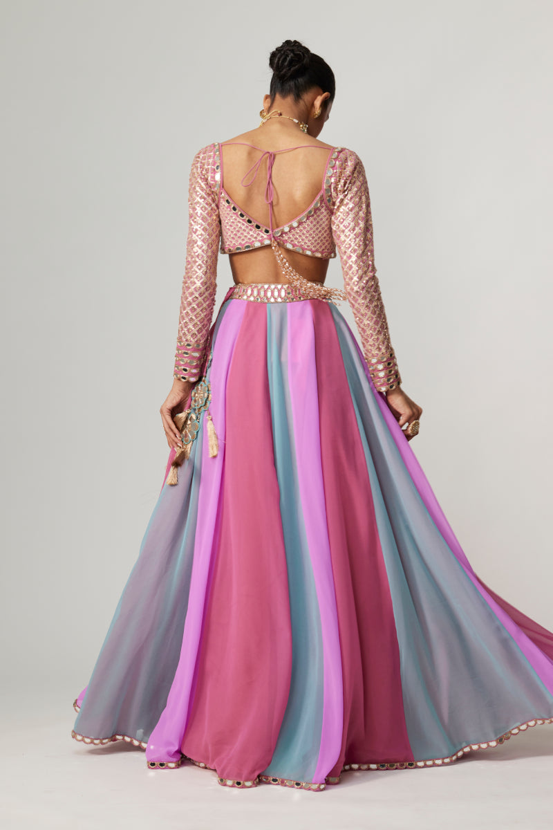 MAUVE MULTICOLOR LEHENGA PANTS SET