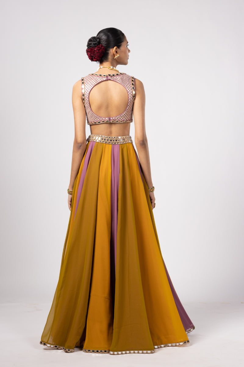 GREEN LEHENGA PANTS SET