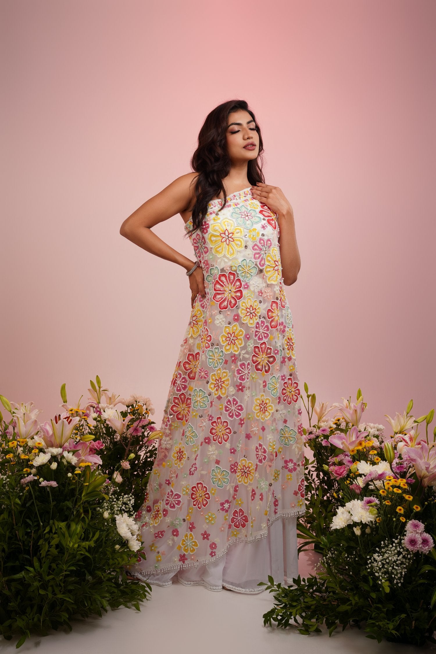 Multi Colour Embroidered Dress