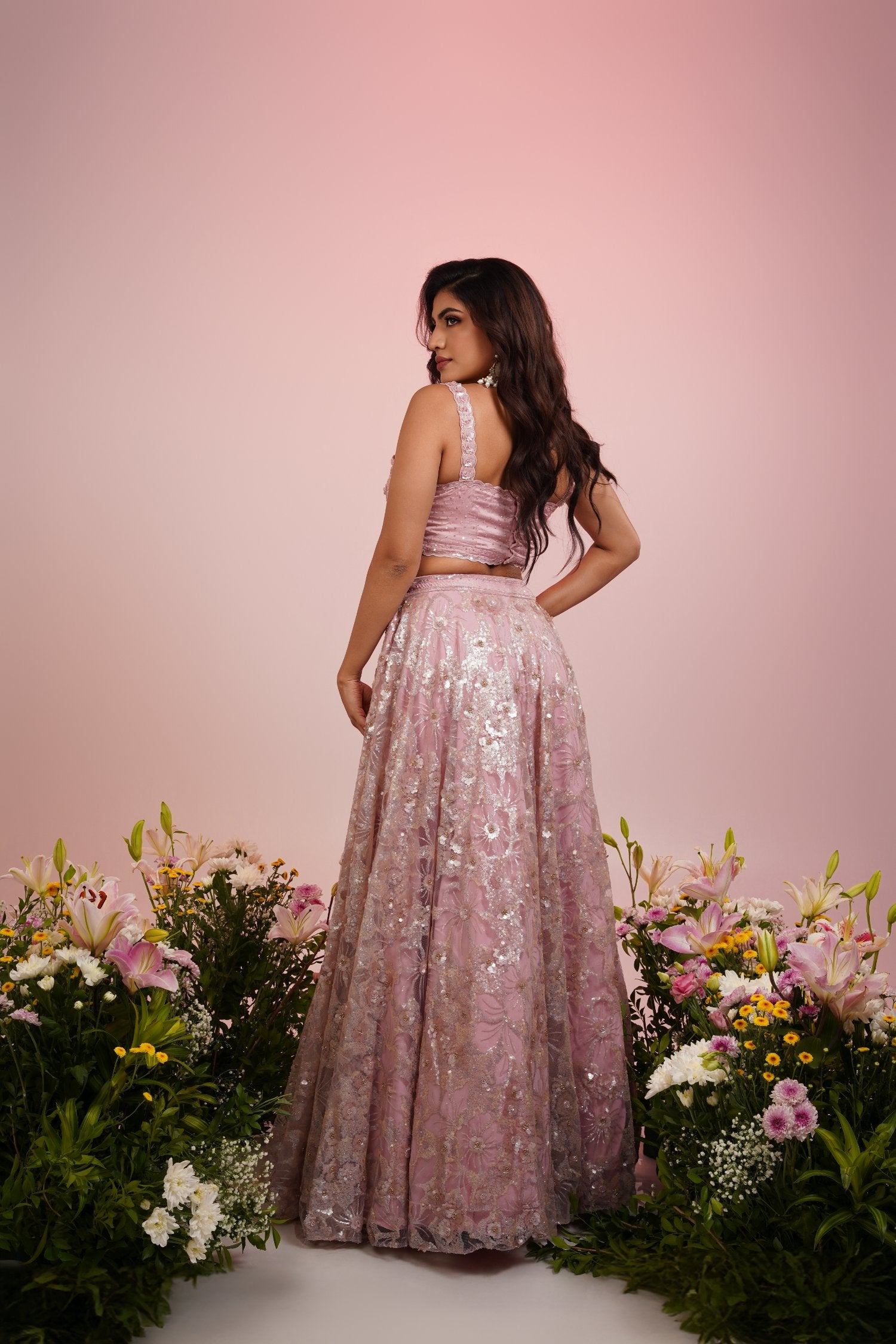 Lavender Sequins Embroidered Lehenga Set