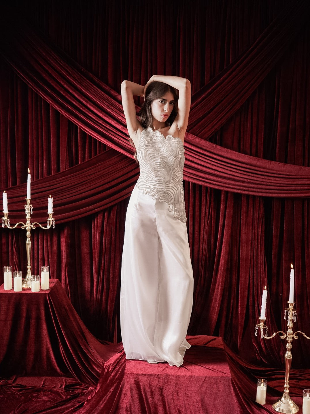ONE-SHOULDER TOP WITH PLAZZO PANTS