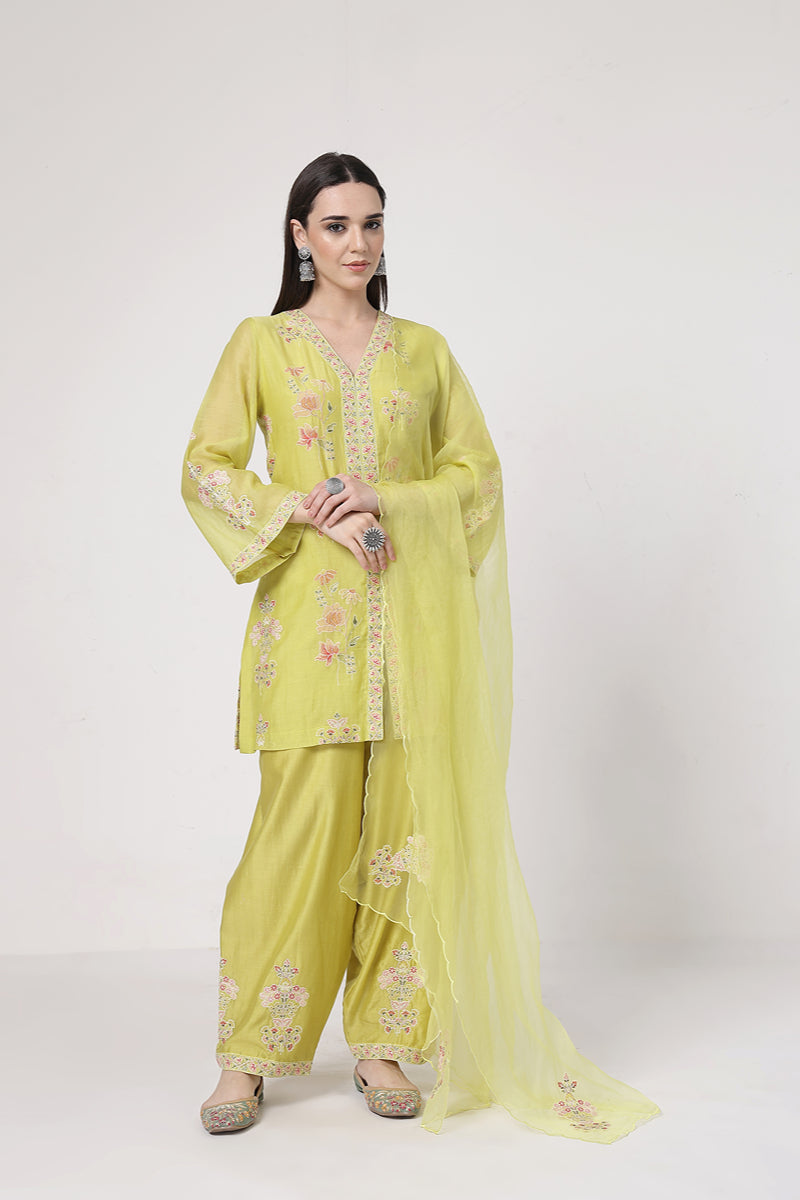 Lime Green A-line Suit Set