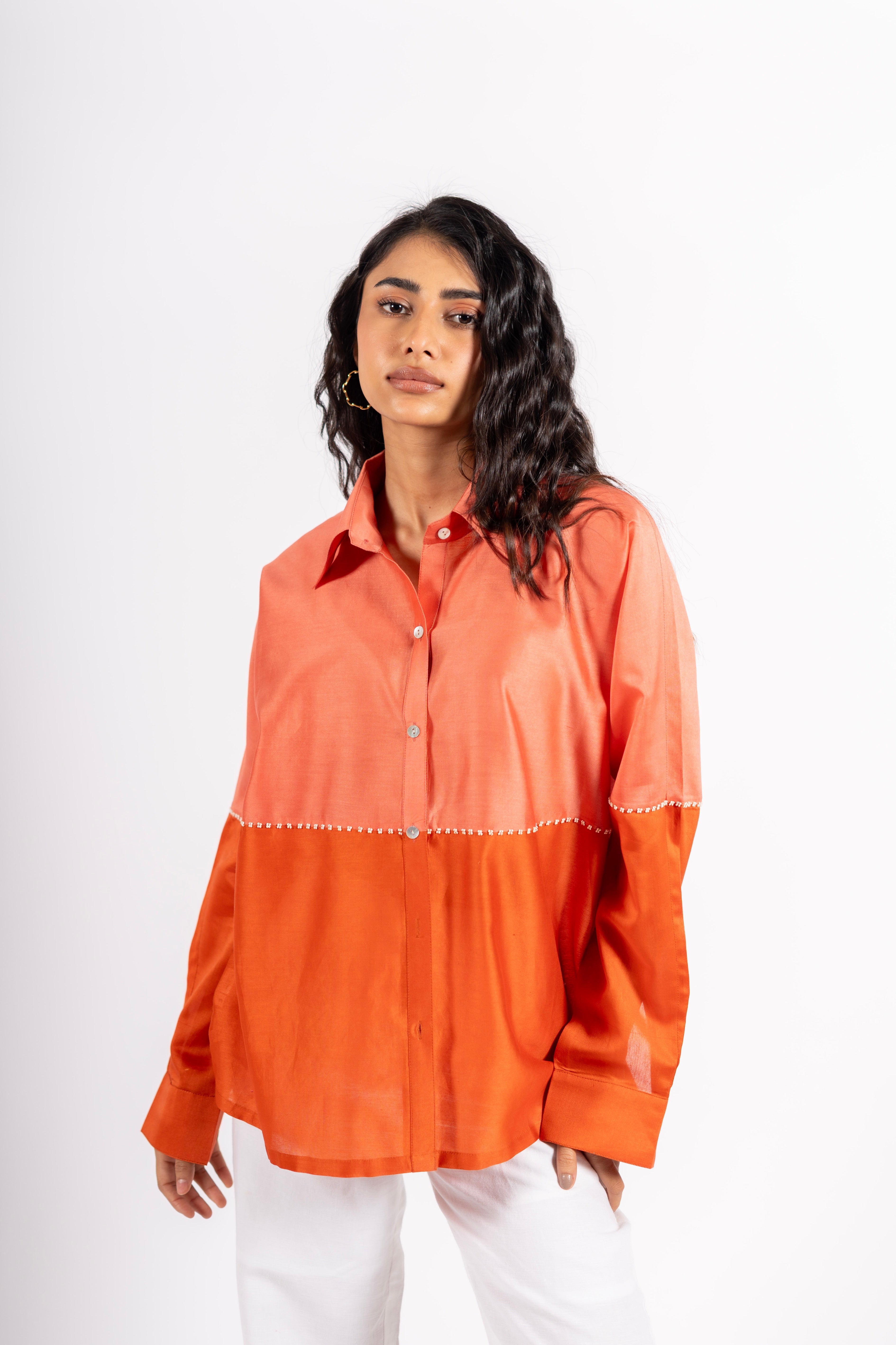Beanie Shirt Two-Tone Orange/Pink